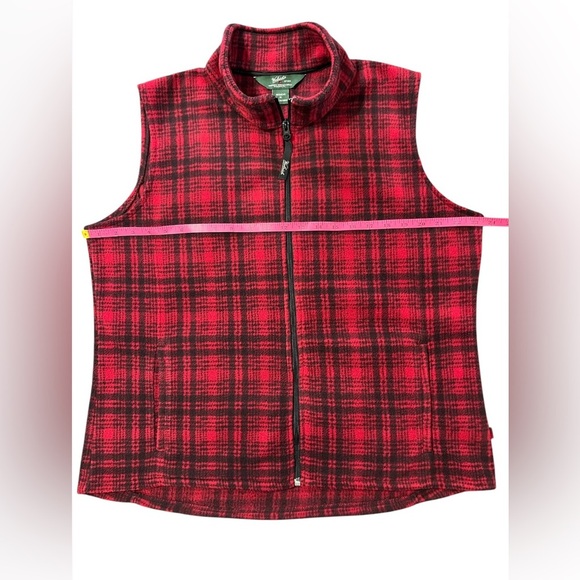 Woolrich Red Plaid Fleece Zip Vest Size XL - Picture 10 of 13